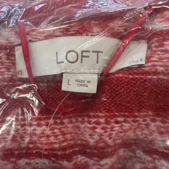 NWT LOFT Ruby Rust Red Fair Isle V-Neck Pocket Cardigan - Picture 5 of 8